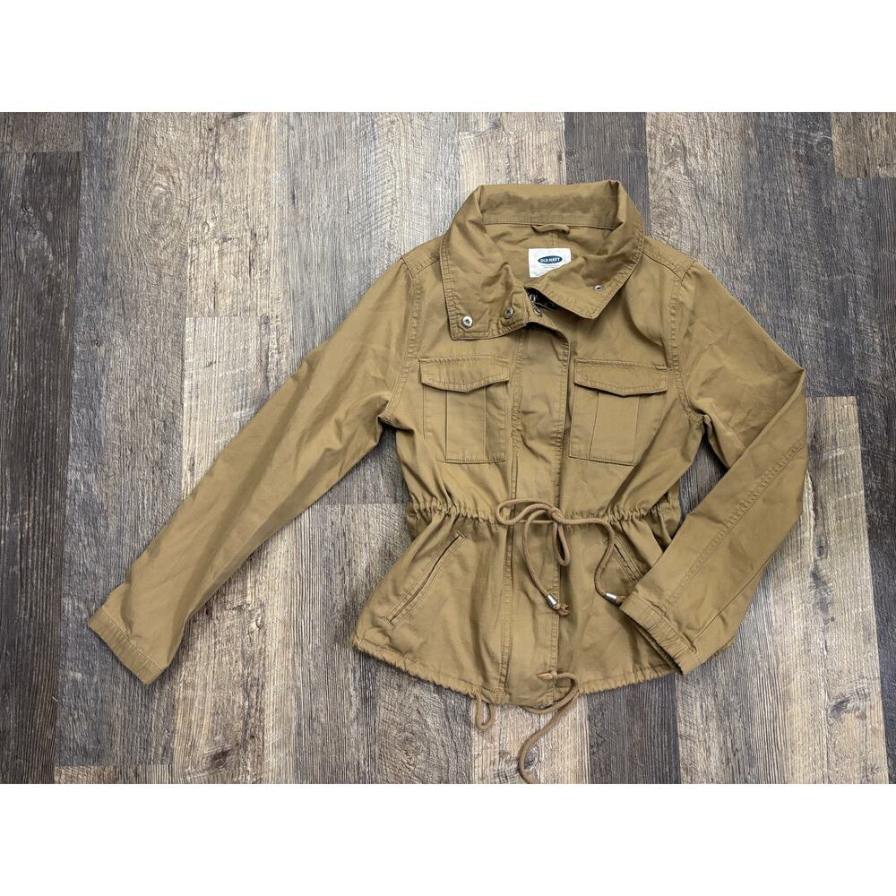 Old Navy Womens Khaki Tan Utility Field Jacket Cotton Cinched Waist Small S